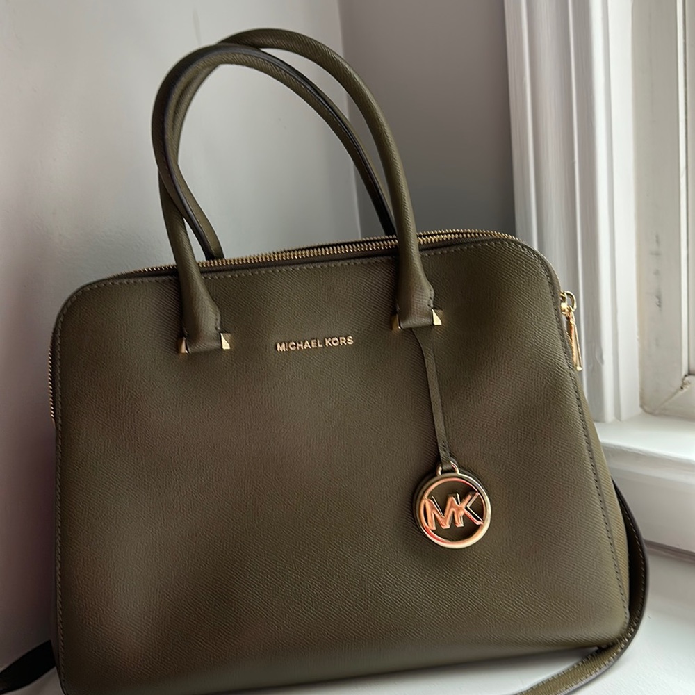Olive Green Michael Kors Leather Satchel